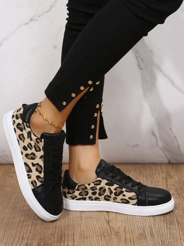leopard tie sneakers