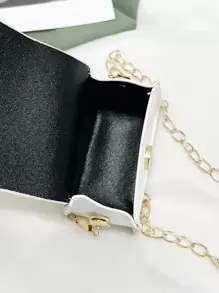 Mini crocodile-print pouch solid chain crossbody bag