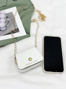 Mini crocodile-print pouch solid chain crossbody bag