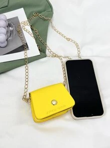 Túi đeo chéo mini xích đơn giản thời trang màu trơn mùa hè - Màu vàng - Xem 6