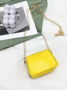 Túi đeo chéo mini xích đơn giản thời trang màu trơn mùa hè - Màu vàng - Xem 5