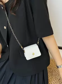 Mini crocodile-print pouch solid chain crossbody bag