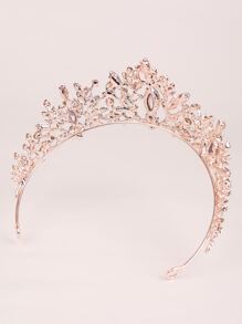 Rhinestone Decor Bridal Tiara - Rose Gold - View 2