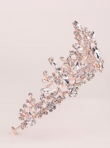 Rhinestone Decor Bridal Tiara - Rose Gold - View 4