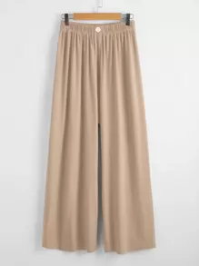 Mulvari Plus Single Button Wide Leg Pants - Khaki - View 1