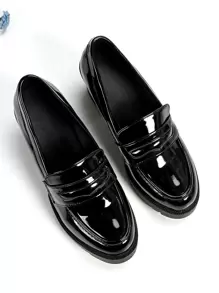 秋冬简约粗跟便士乐福鞋，优雅玛丽珍鞋