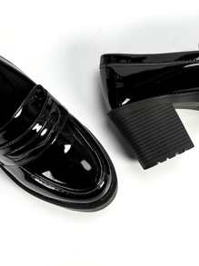 秋冬简约粗跟便士乐福鞋，优雅玛丽珍鞋