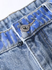 Manfinity EMRG Hombres Jeans de pierna recta algodón con estampado de slogan desgarro - Lavado ligero - Ver 11