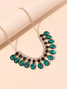 Collar con diamante de imitación - Verde - Ver 1