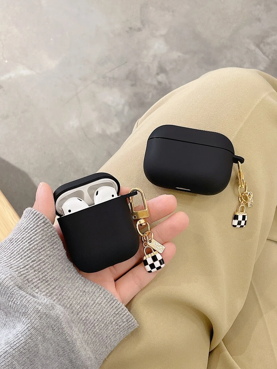 Túi đựng mặt dây chuyền tương thích với AirPods - màu đen - Xem 1