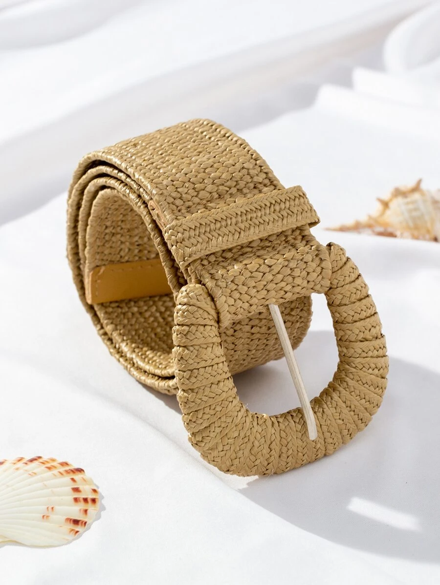 造型扣編織腰帶 Boho - 卡其色 - 查看 1