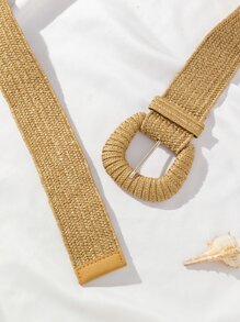 造型扣編織腰帶 Boho - 卡其色 - 查看 3