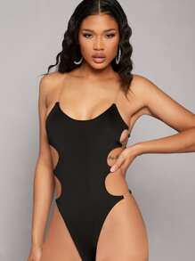 Body de tirantes con abertura lateral - Negro - Ver 2