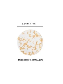 1pc Gold Foil Detail Coaster, Golden Leaf Table Cup Coaster - Gold - View 3