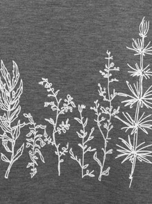 SHEIN Unity 植物印花圓領T恤 - 灰色 - 查看 6
