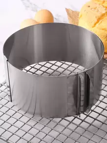 1pc Adjustable Cake Ring, Round Adjustable Cake Mold For Baking - Silver - View 2
