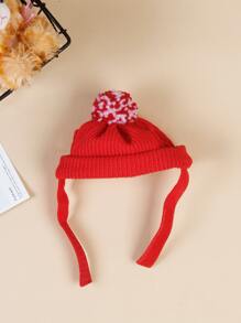 ABLAZE ZAI 1pc Plush Ball Decor Pet Hat - Red - View 4