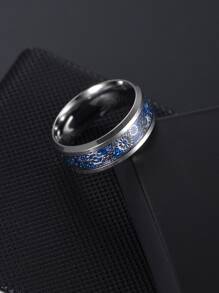 1 pieza Anillo de engranaje de acero inoxidable con diseño inclinado de moda para hombres - Multicolor - Ver 2