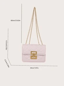 迷你衍縫鏈條翻蓋流浪包 - 白色 - 查看 3