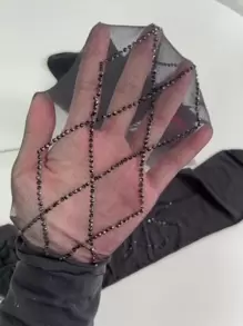 جوارب طويلة جوارب بديكور حجر الراين زوج واحد