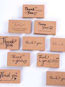 50pcs Slogan Graphic Random Thank You Card, Paper Gift Decoration For Party,Christmas - Multicolor - View 1