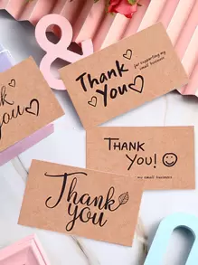 50pcs Slogan Graphic Random Thank You Card, Paper Gift Decoration For Party,Christmas - Multicolor - View 5