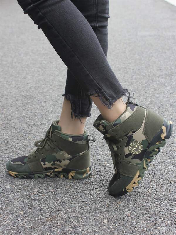wedge sneakers camo