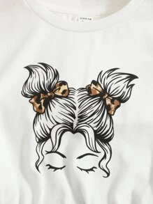 SHEIN Bộ hai mảnh Gái Xù Viên lá sen Con số Báo Giải trí - Nhiều màu - Xem 3