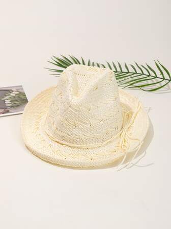 繩索裝飾草編帽