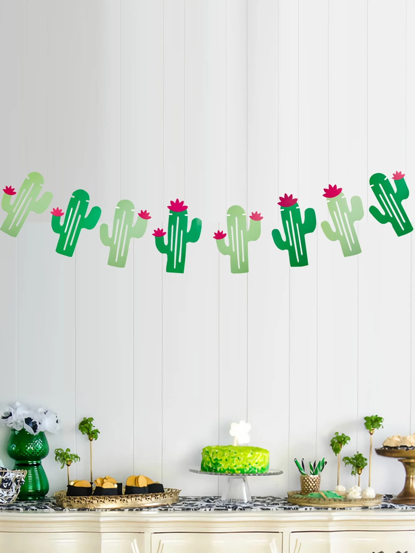 1pc Cactus Print Banner - Multicolor - View 1