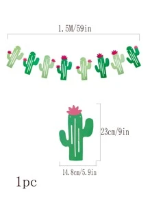 1pc Cactus Print Banner - Multicolor - View 3
