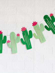 1pc Cactus Print Banner - Multicolor - View 5