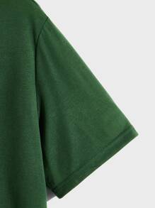 Manfinity NiteLyfe Loose Fit Men's Solid Color Quarter Button Polo Shirt - Dark Green - View 3