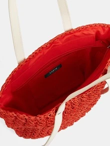 Bolsa de mimbre con diseño de parche - Naranja - Ver 8