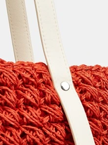 Bolsa de mimbre con diseño de parche - Naranja - Ver 9