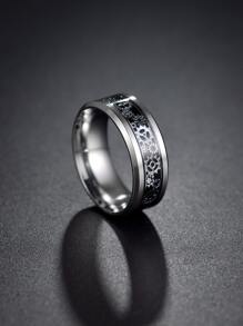 時尚流行男士齒輪圖案戒指不銹鋼，適合珠寶禮物和時尚外觀 - 彩色 - 查看 1