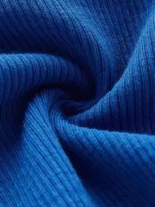 SHEIN ICON Top De Moda Tejido Sólido De Un Solo Color Sin Tirantes Para Mujeres - Azul - Ver 4