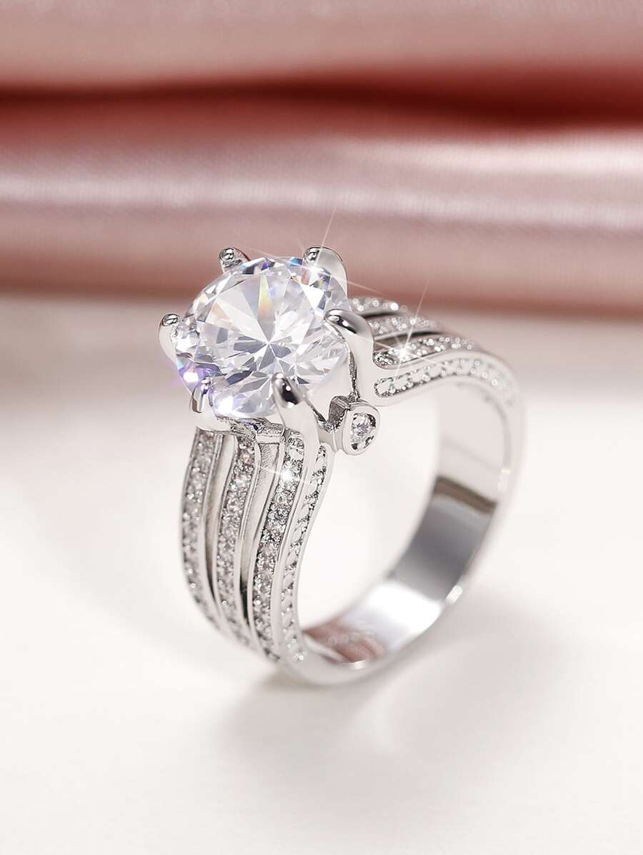 1 chiếc nhẫn Cubic Zirconia quyến rũ dành cho phụ nữ làm quà tặng ngày lễ tình nhân, trang sức tiệc cưới, mẹ, mẹ, ngày của mẹ, quà tặng