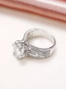 1 chiếc nhẫn Cubic Zirconia quyến rũ dành cho phụ nữ làm quà tặng ngày lễ tình nhân, trang sức tiệc cưới, mẹ, mẹ, ngày của mẹ, quà tặng - Bạc - Xem 6