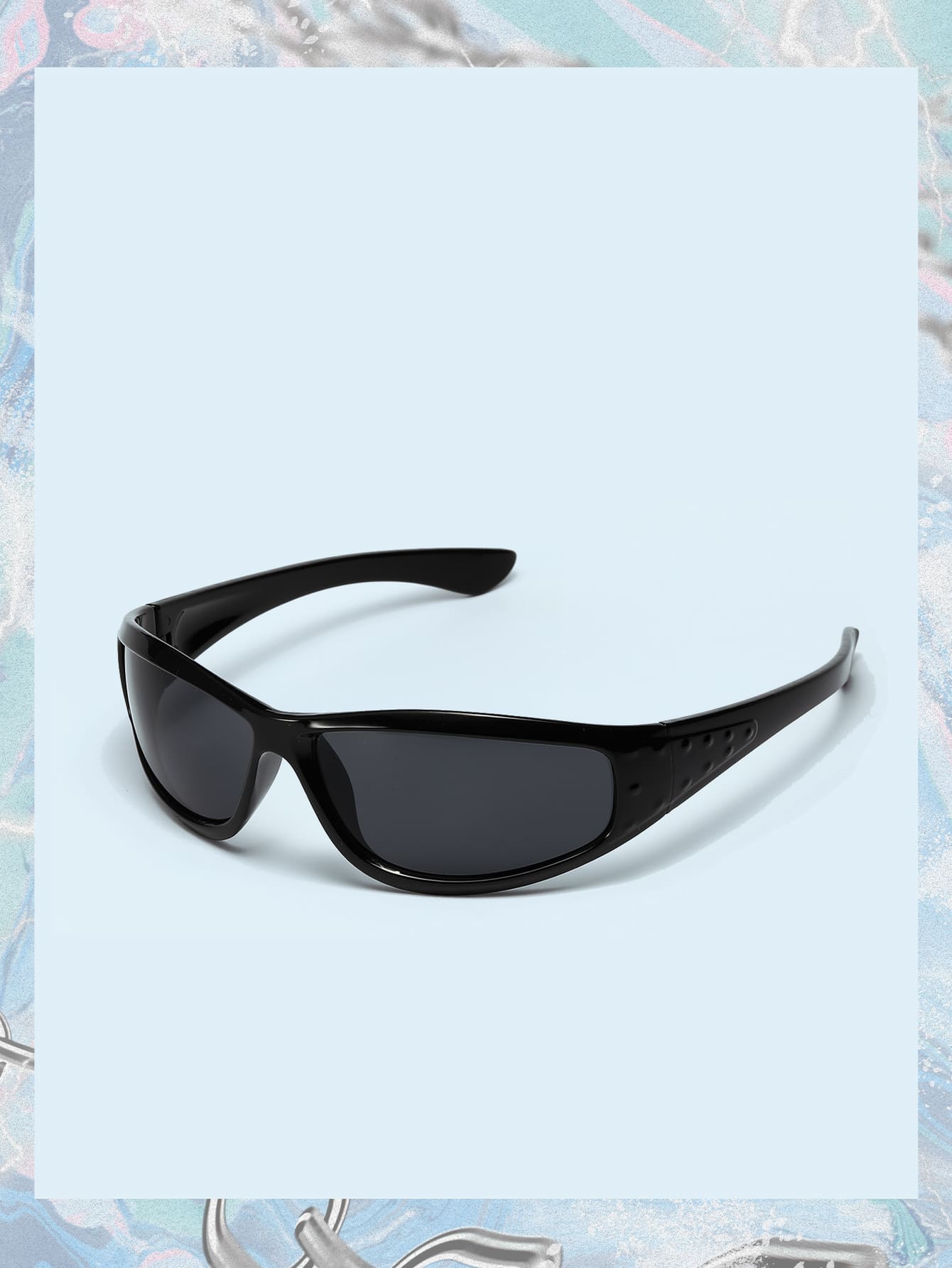 包裹式黑色时尚眼镜街头太阳镜海滩太阳镜适合夏季海滩度假、户外、旅行