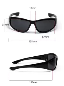 包裹式黑色时尚眼镜街头太阳镜海滩太阳镜适合夏季海滩度假、户外、旅行