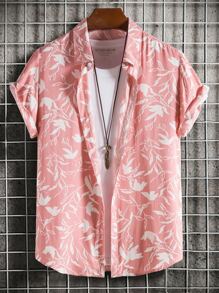 Manfinity RSRT Men Floral Print Shirt Without Tee - Baby Pink - View 1