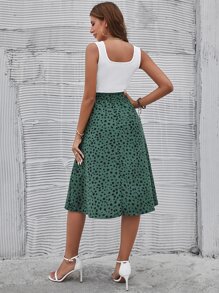 SHEIN LUNE Vestido línea A de color combinado con cinturón - Multicolor - Ver 2