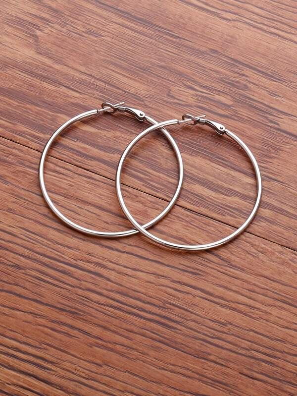 1pc Minimalist Hoop Earrings, Stainless Steel Jewelry SHEIN USA