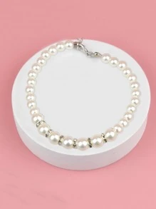 Faux Pearl Decor Pet Necklace - Multicolor - View 1