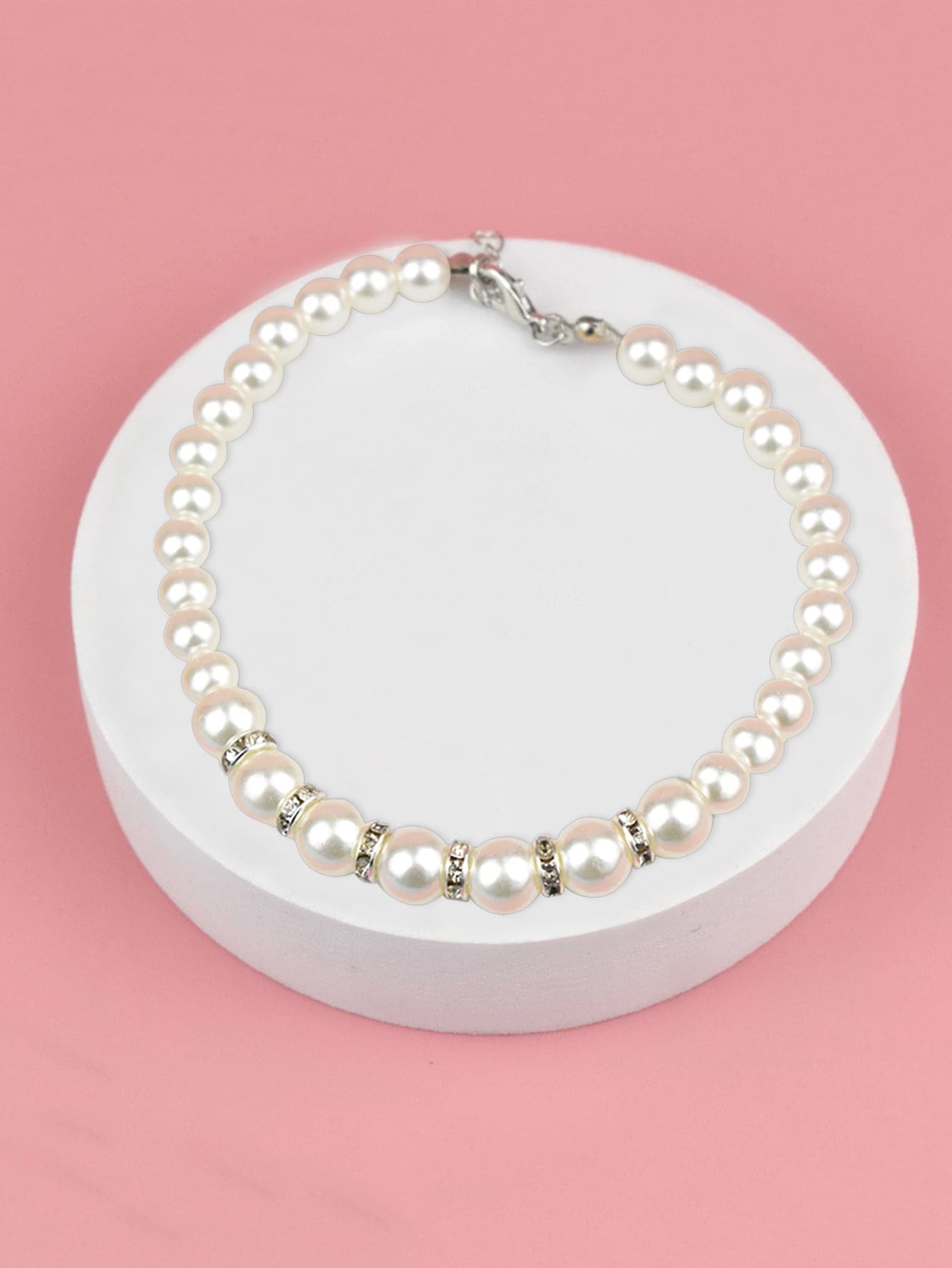 Faux Pearl Decor Pet Necklace - Multicolor - View 1