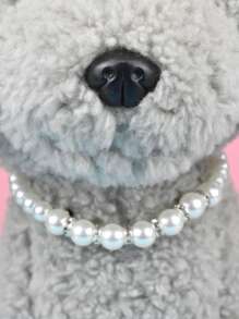 Faux Pearl Decor Pet Necklace - Multicolor - View 2