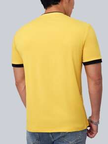 Manfinity Homme Tops Nam Tương phản ràng buộc Lá thư Sẵn sàng - Màu vàng - Xem 2