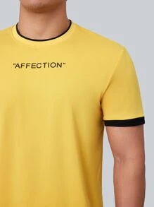 Manfinity Homme Tops Nam Tương phản ràng buộc Lá thư Sẵn sàng - Màu vàng - Xem 3