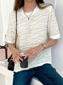 DAZY 有質感的圓領t卹 - 白色 - 查看 7